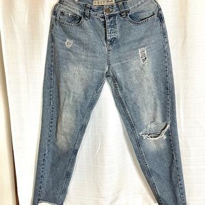 Denim Co Straight Leg Ripped High Waisted Jeans